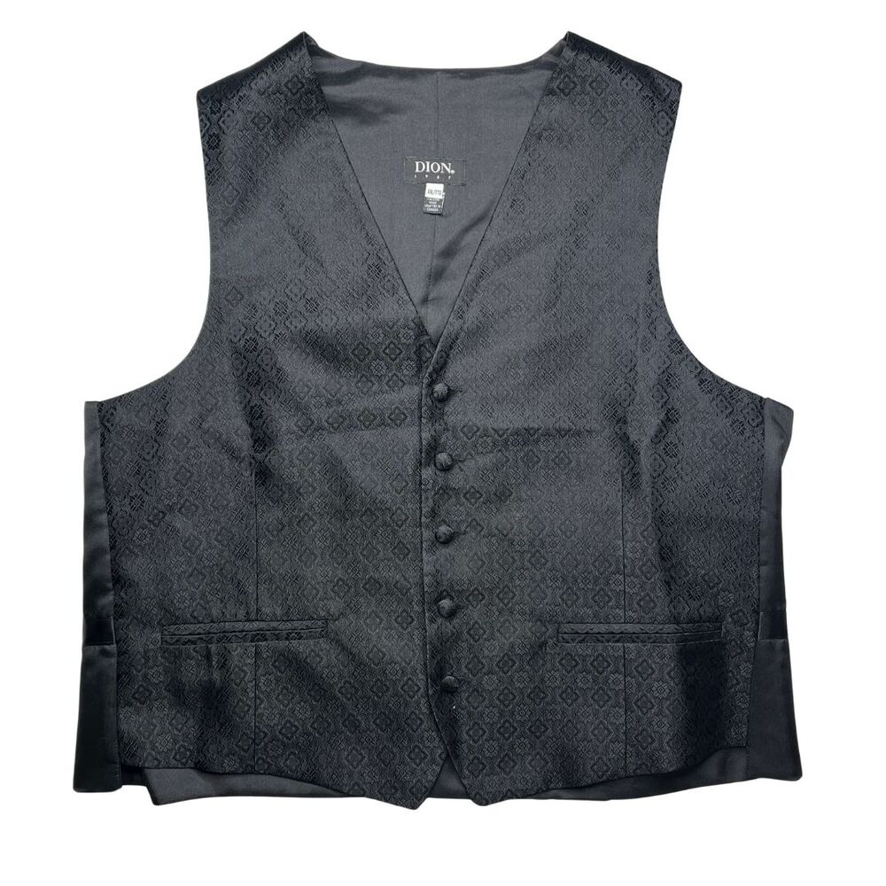 2-17 DION 1967 Men's Vest 100% Silk Black 2XL Vintage